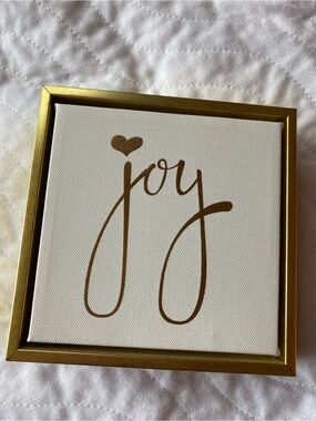 Joy Framed Canvas Wall Decor Gold Frame Farmhouse Sign